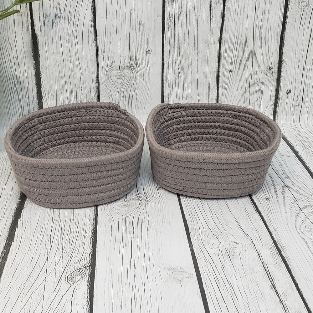 2 Cotton Rope Storage Baskets - Grey